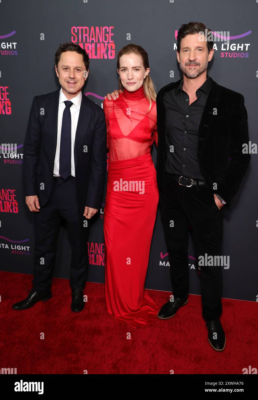Los Angeles, CA. 19 août 2024. Giovanni Ribisi, Willa Fitzgerald et JT Mollner à LA première de Strage Darling au DGA Theater de Los Angeles, Californie, le 19 août 2024. Crédit : Faye Sadou/Media Punch/Alamy Live News Banque D'Images