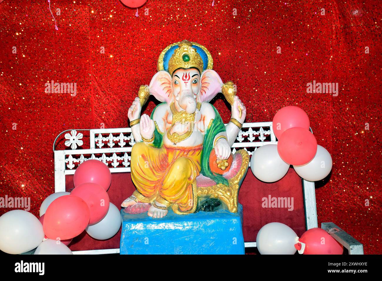 seigneur ganesha, une idole du Seigneur Ganesha en cours de fabrication pour le festival Banque D'Images