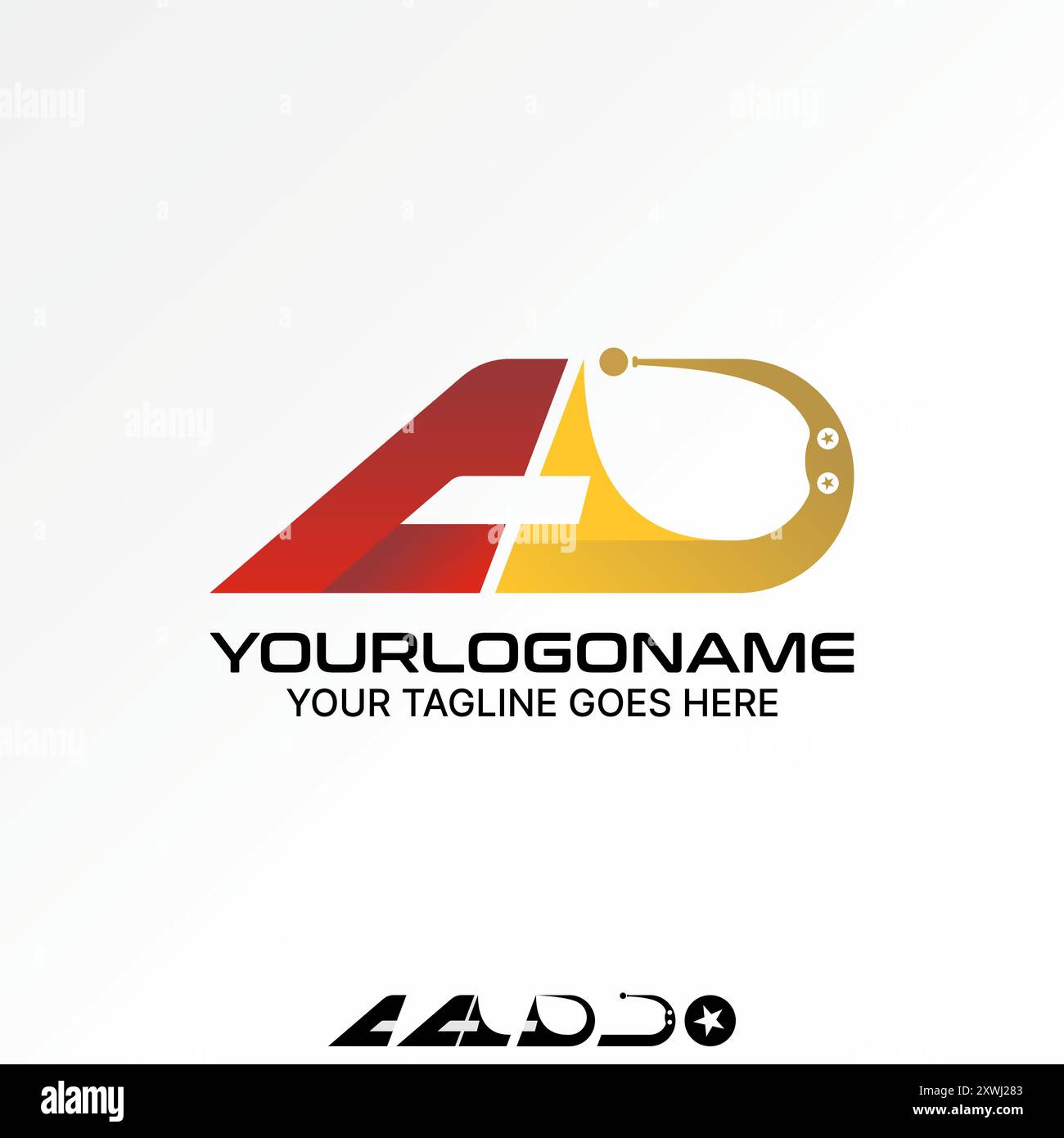 Conception de logo concept graphique abstrait créatif premium vector stock initial AD font Fast sport Wings avion. Lié à l'avion de typographie monogramme Illustration de Vecteur