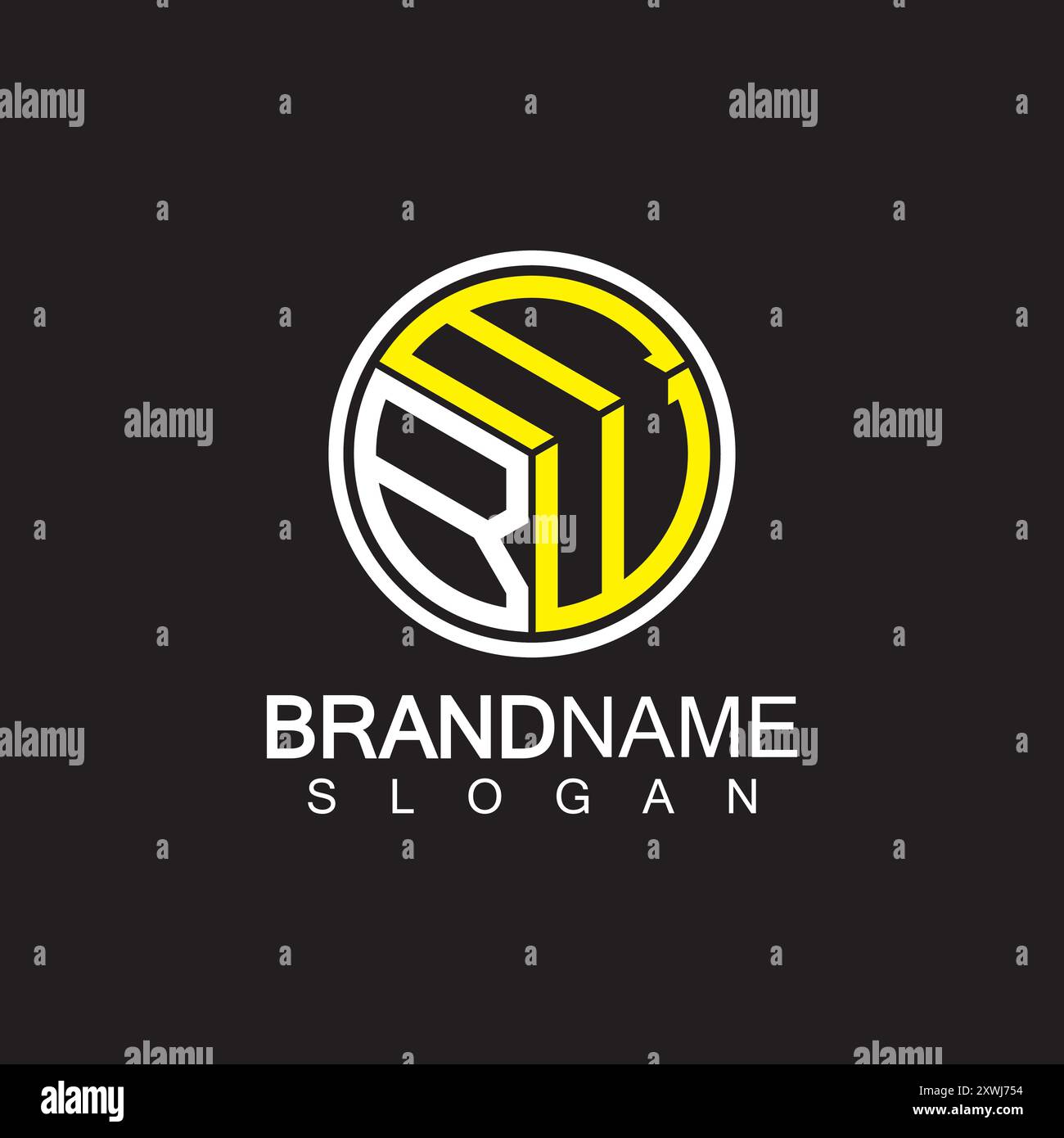 Modèle de conception de logo de lettre BMW isolé sur fond noir Illustration de Vecteur