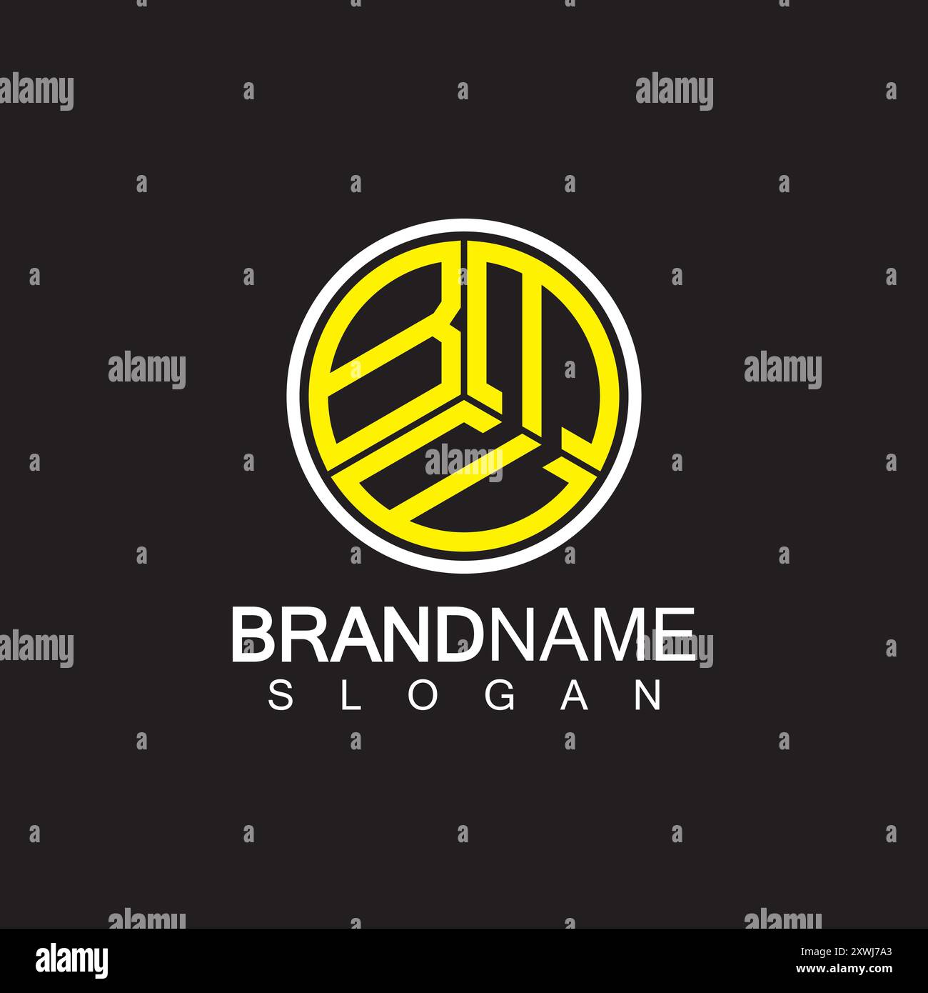 Modèle de conception de logo de lettre BMW isolé sur fond noir Illustration de Vecteur