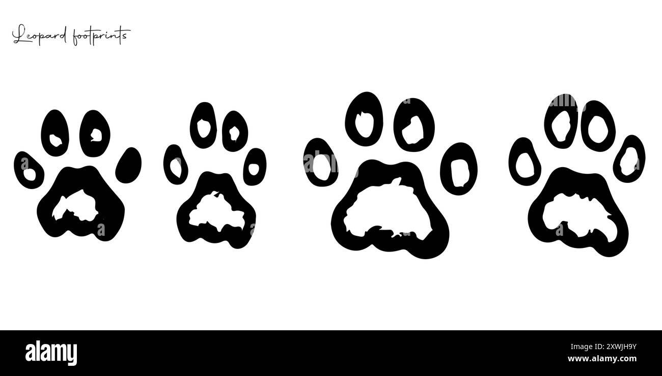 Empreintes de pieds d'animaux sauvages dessinées à la main Illustration de Vecteur