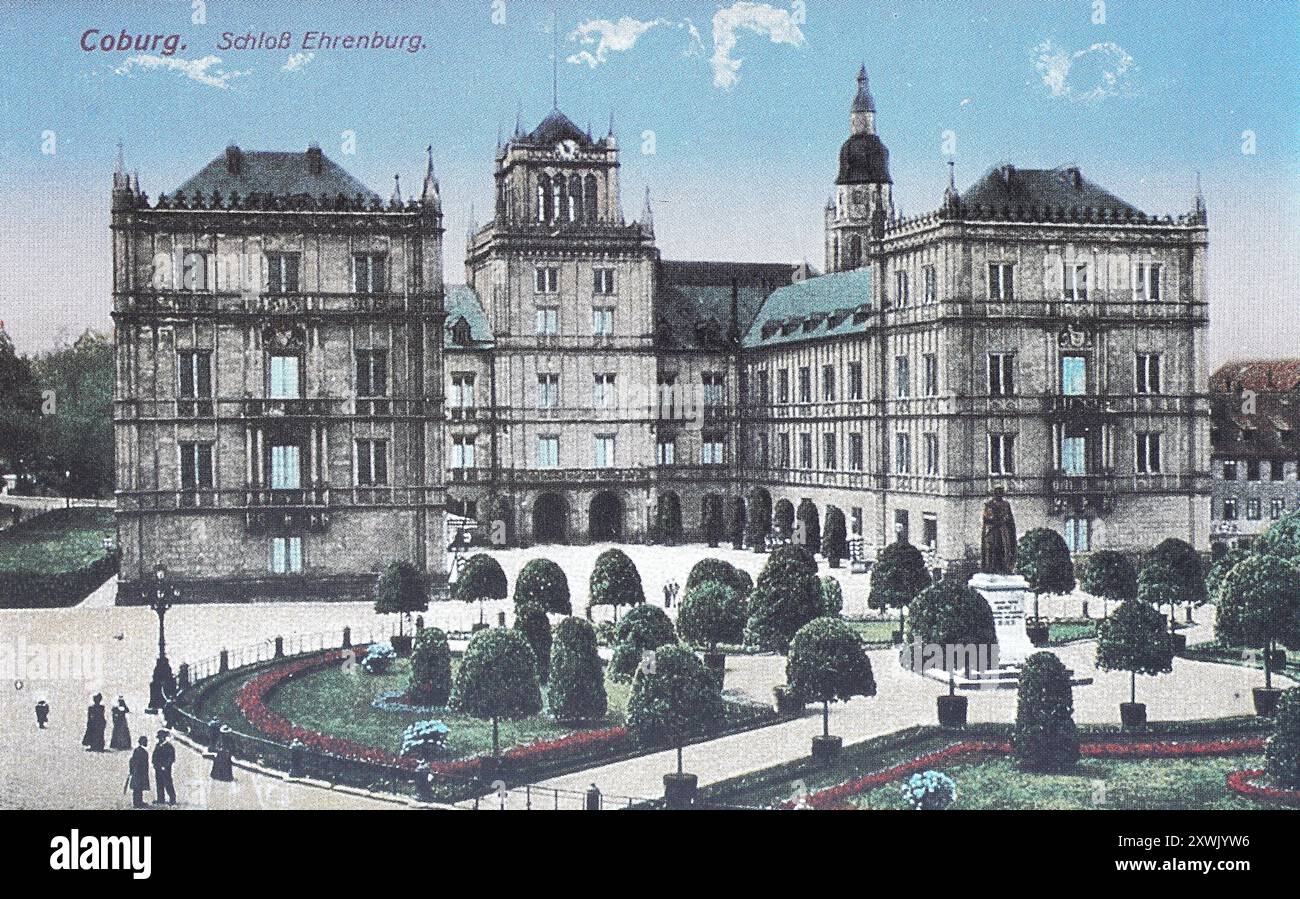Reproduction historique, restaurée numériquement à partir d'un original du 19ème siècle, date d'enregistrement non indiquée, Château d'Ehrenburg au 19ème siècle, Cobourg, haute-Franconie, Bavière, Allemagne, Historisch, digital restaurierte Reproduktion von einer Vorlage aus dem 19. Jahrhundert, Schloß Ehrenburg im 19. Jahrhundert, Oberfranken, Bayern, Deutschland Banque D'Images