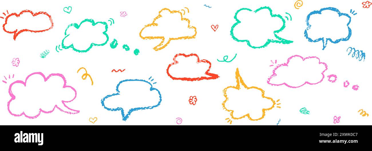 Ensemble de bulles de parole en forme de ciel nuageux. Modèles de bandes dessinées pour les dialogues. Illustration vectorielle. Collection de ballons de parole pour enfants Illustration de Vecteur