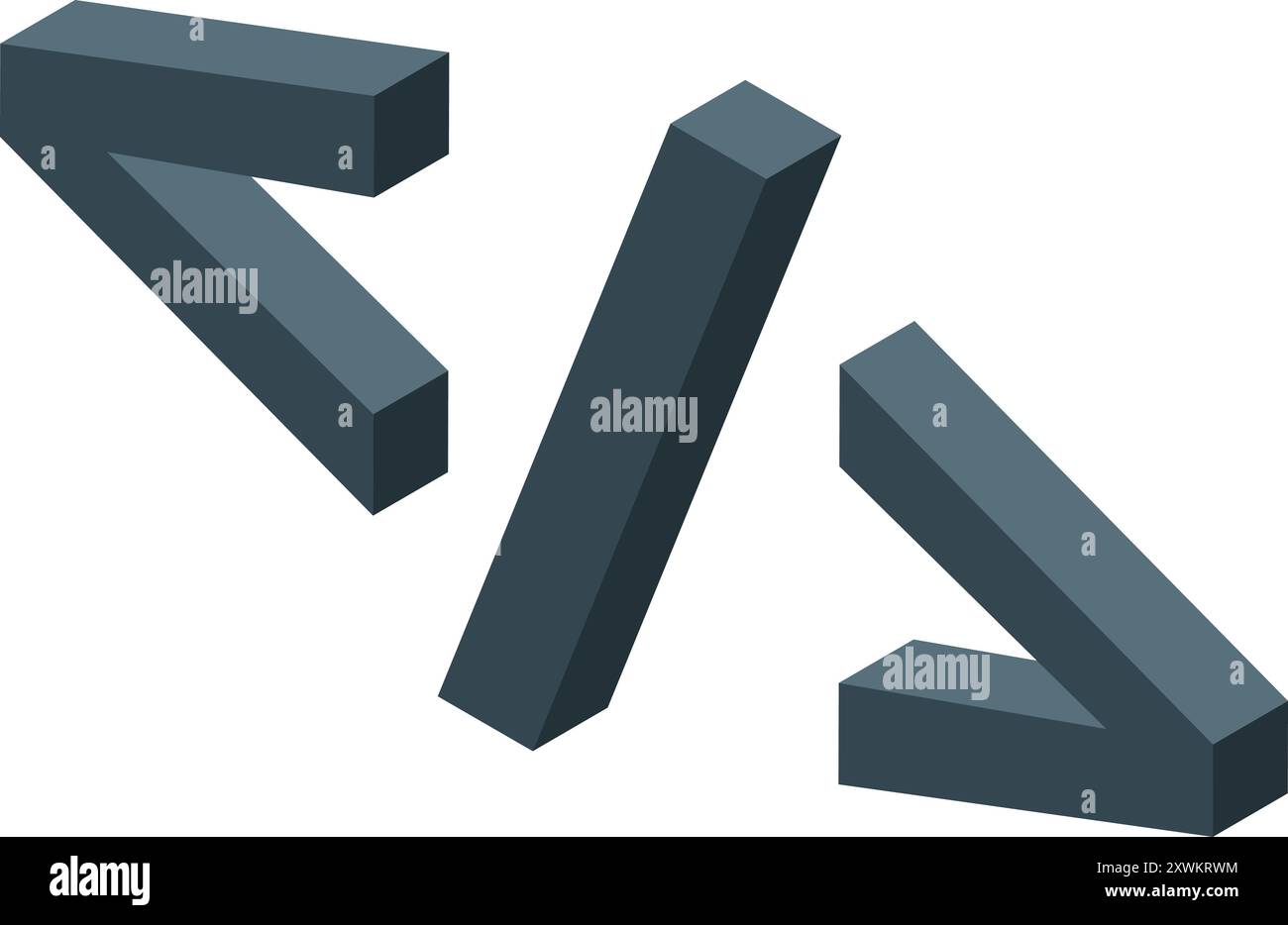 Icône de balise html stylisée rendue dans un style 3D isométrique, symbolisant le développement Web et le codage Illustration de Vecteur