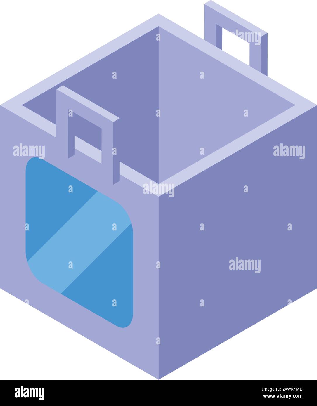 Vue isométrique d'un aquarium vide avec une fenêtre en verre, parfait pour mettre en valeur la vie aquatique ou les concepts d'animalerie Illustration de Vecteur