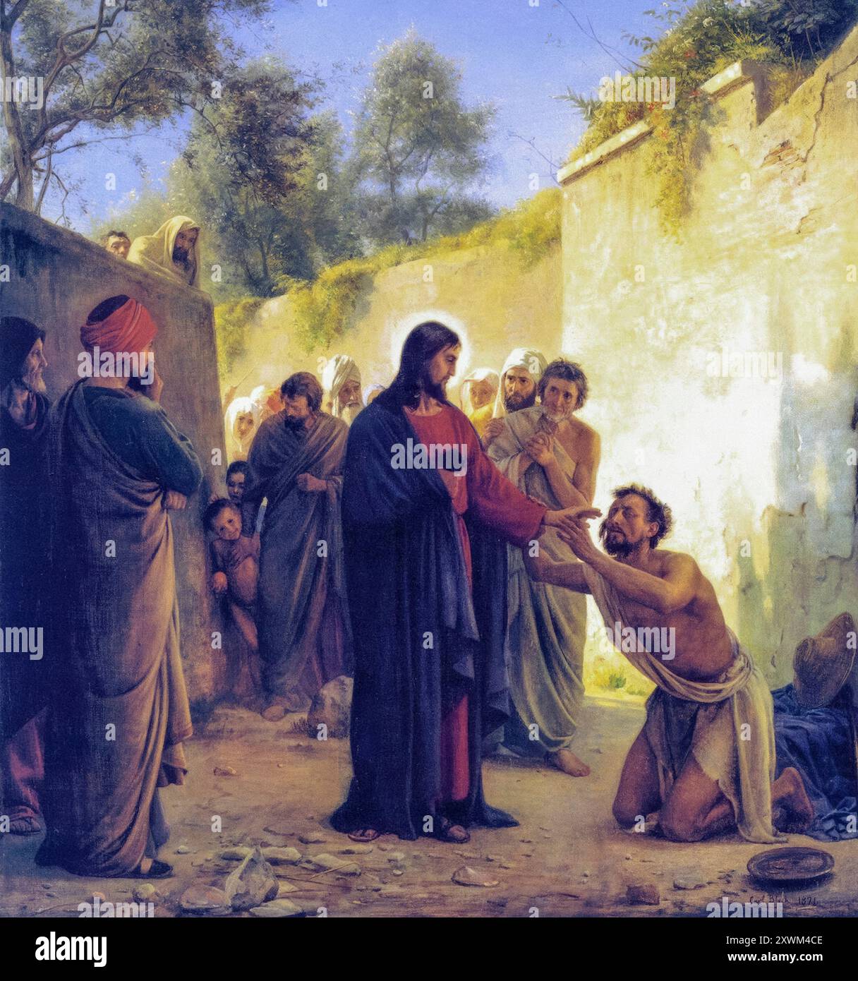 Carl Bloch, Christ Healing the Blind Man, peinture avant 1890 Banque D'Images