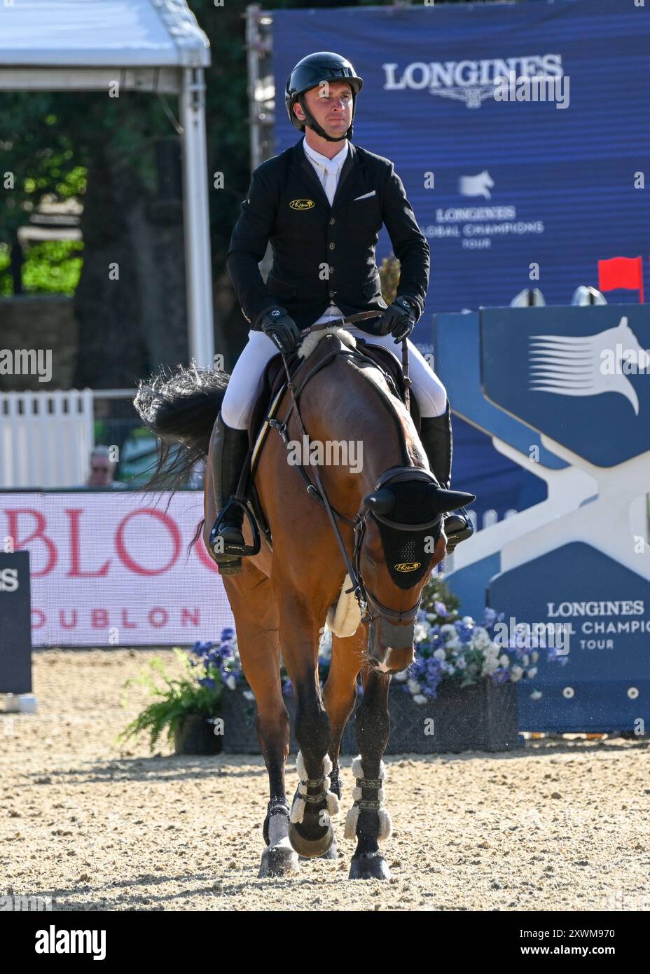 LONDRES, ANGLETERRE : 16 août 2024 : Richard Hawley un coureur qui a complété le LGCT London 2024 Lugano Diamonds Trophy au Royal Hospital Chelsea à L. Banque D'Images