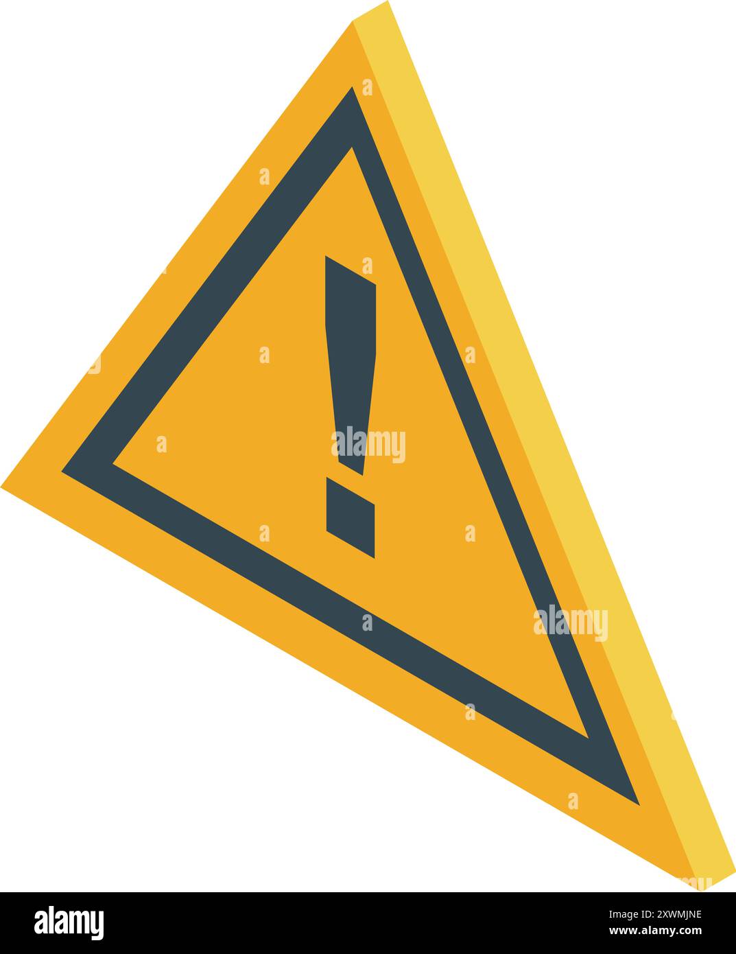 Panneau d'avertissement triangulaire jaune indiquant un danger avec un point d'exclamation, icône isométrique Illustration de Vecteur