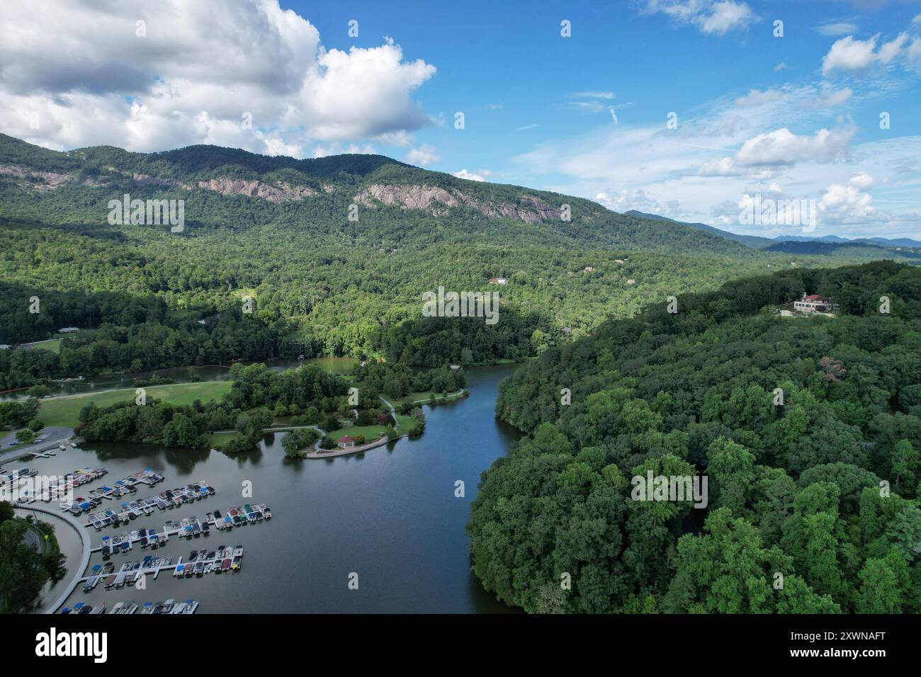 Vue aérienne du lac Lure dans l'ouest de la Caroline du Nord Banque D'Images