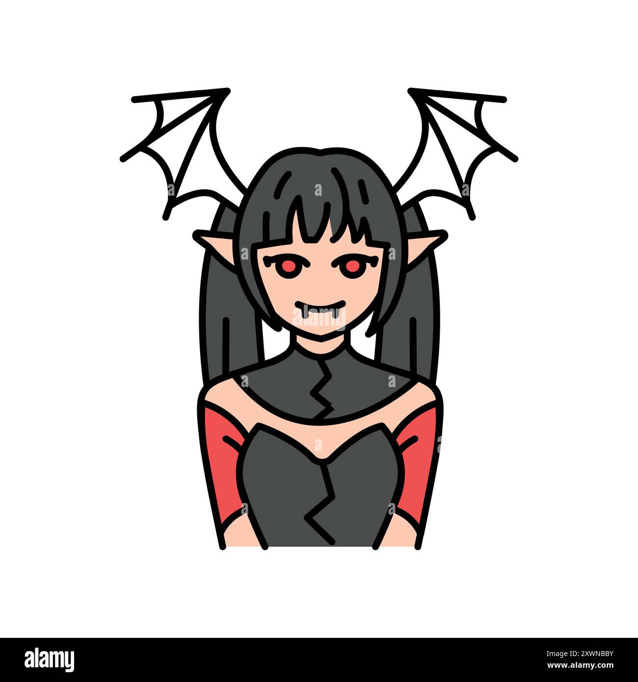 Genre d'horreur de l'icône de ligne de couleur manga. Personnage dans le style anime. Elément isolé par vecteur. Contour modifiable. Illustration de Vecteur