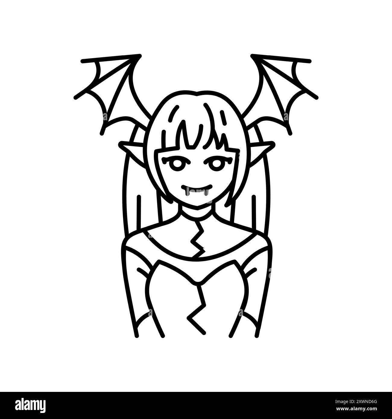 Genre d'horreur de l'icône de ligne de couleur manga. Personnage dans le style anime. Elément isolé par vecteur. Contour modifiable. Illustration de Vecteur