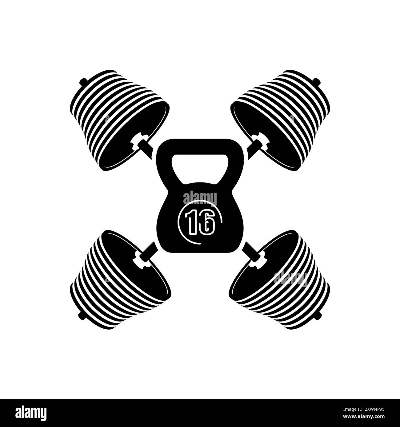 Symbole de fitness kettlebell et barbell. Logo Sport pour un ajustement croisé. Illustration de Vecteur