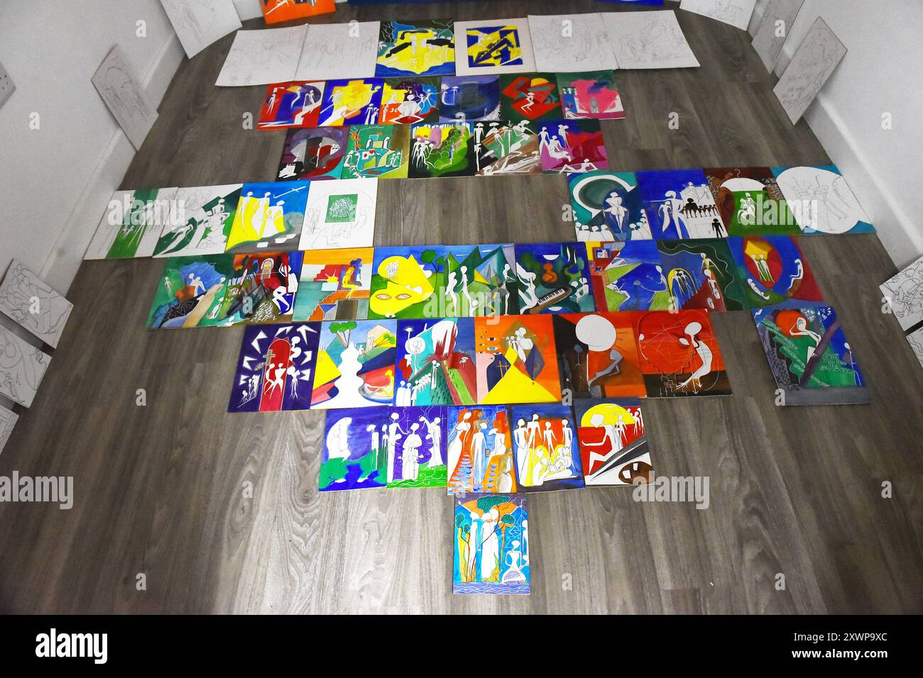 Artiste londonienne Julie Bloom Current Collection of Mixed Media Artworks, Londres, Royaume-Uni. Créditer PatPhoto/Alamy Stock Banque D'Images