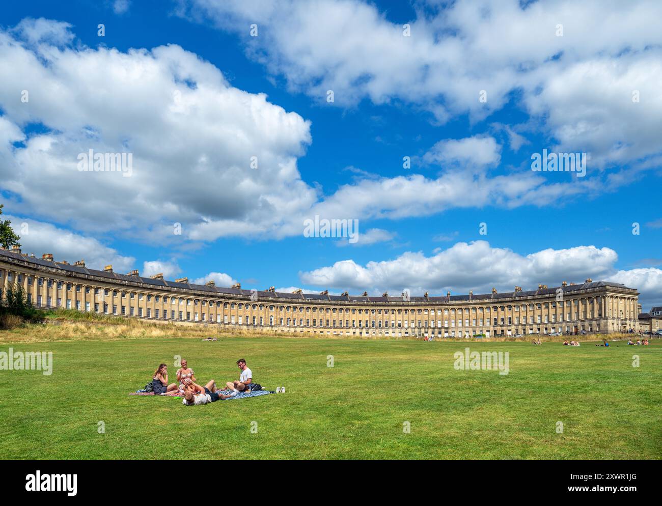 Royal Crescent de Royal Victoria Park, Bath, Somerset, Angleterre, Royaume-Uni Banque D'Images