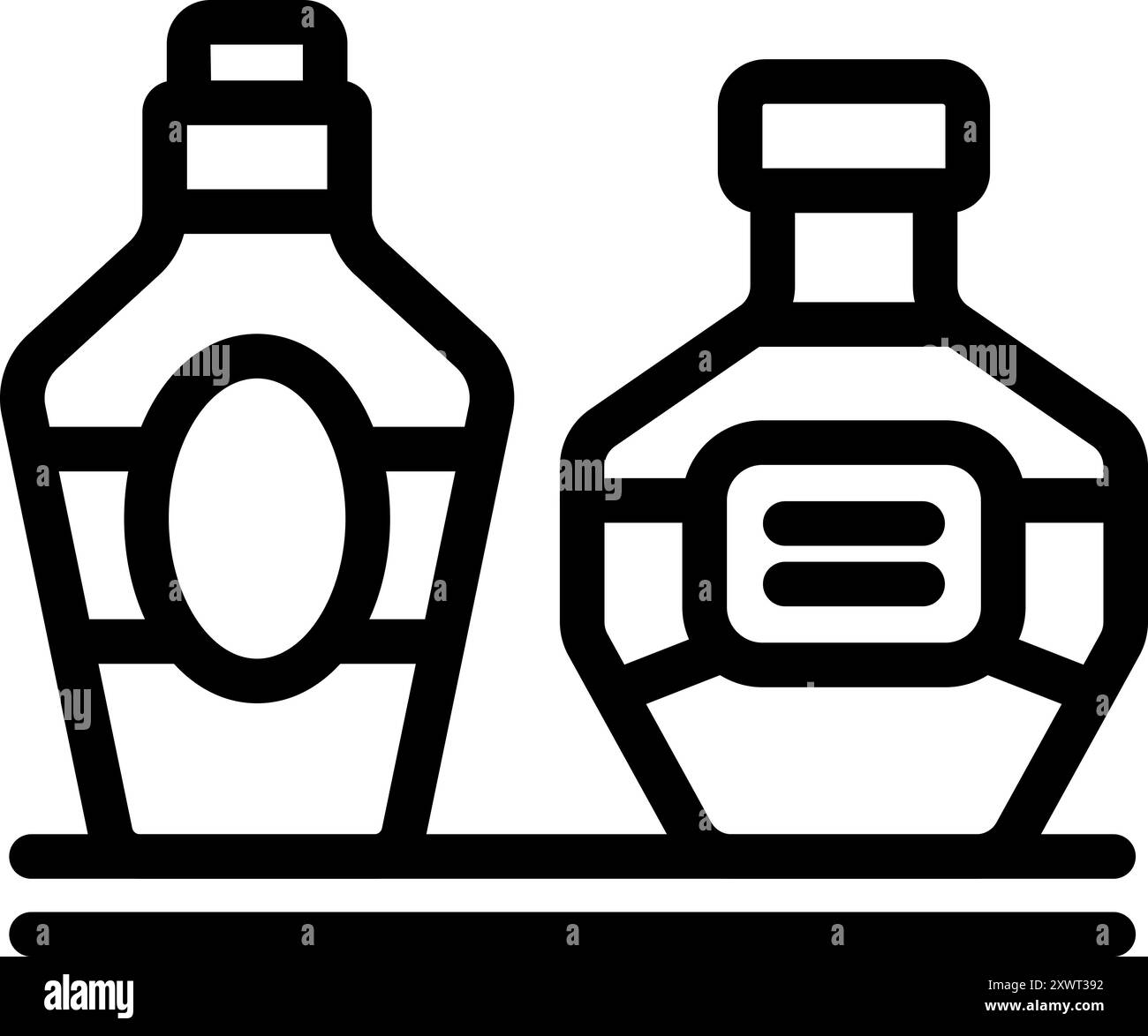 Des bouteilles d'alcool debout sur le comptoir du bar attendent d'être servies Illustration de Vecteur