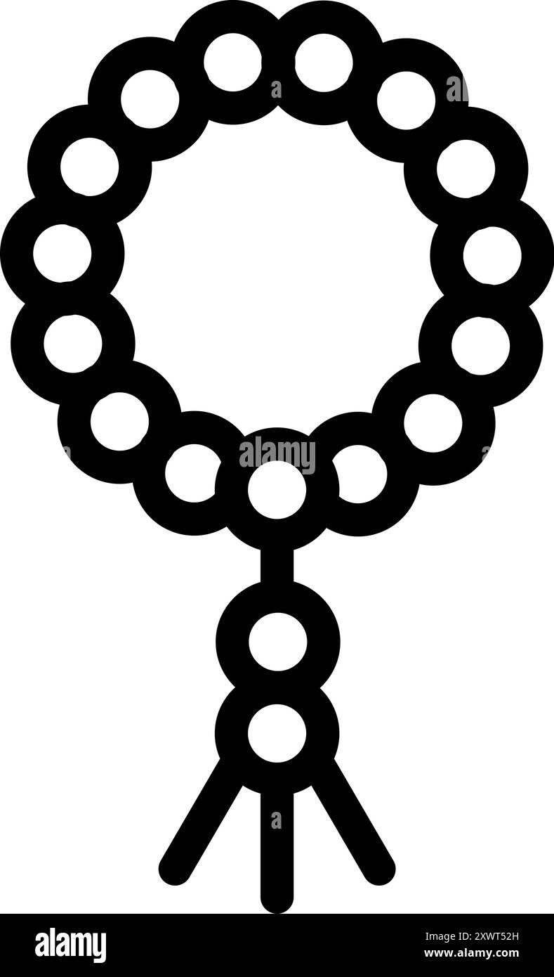 Icône de ligne simple de perles de prière islamiques, souvent utilisé pendant le ramadan et d'autres occasions religieuses Illustration de Vecteur