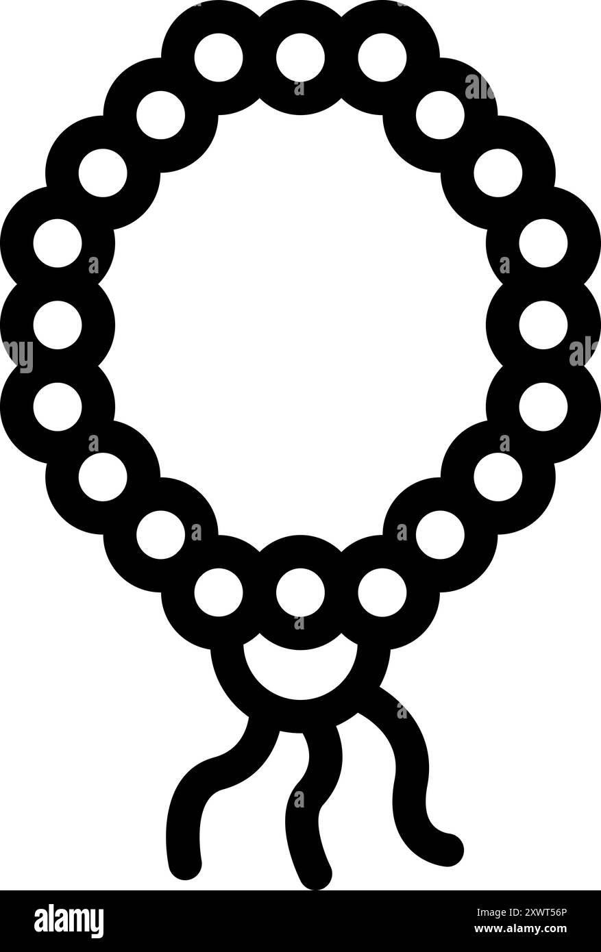 Icône simple de perles de chapelet avec un pompon, souvent utilisé dans la prière catholique et la méditation Illustration de Vecteur
