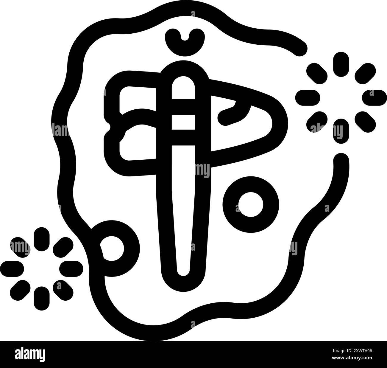 Archéologue découvrant une ancienne hache en pierre sur le site de fouille avec une loupe Illustration de Vecteur