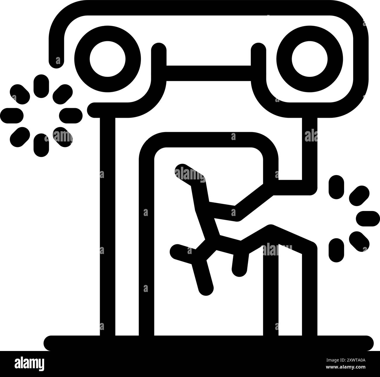 La machine de découpe laser découpe avec précision une tôle, créant des étincelles et une coupe nette Illustration de Vecteur