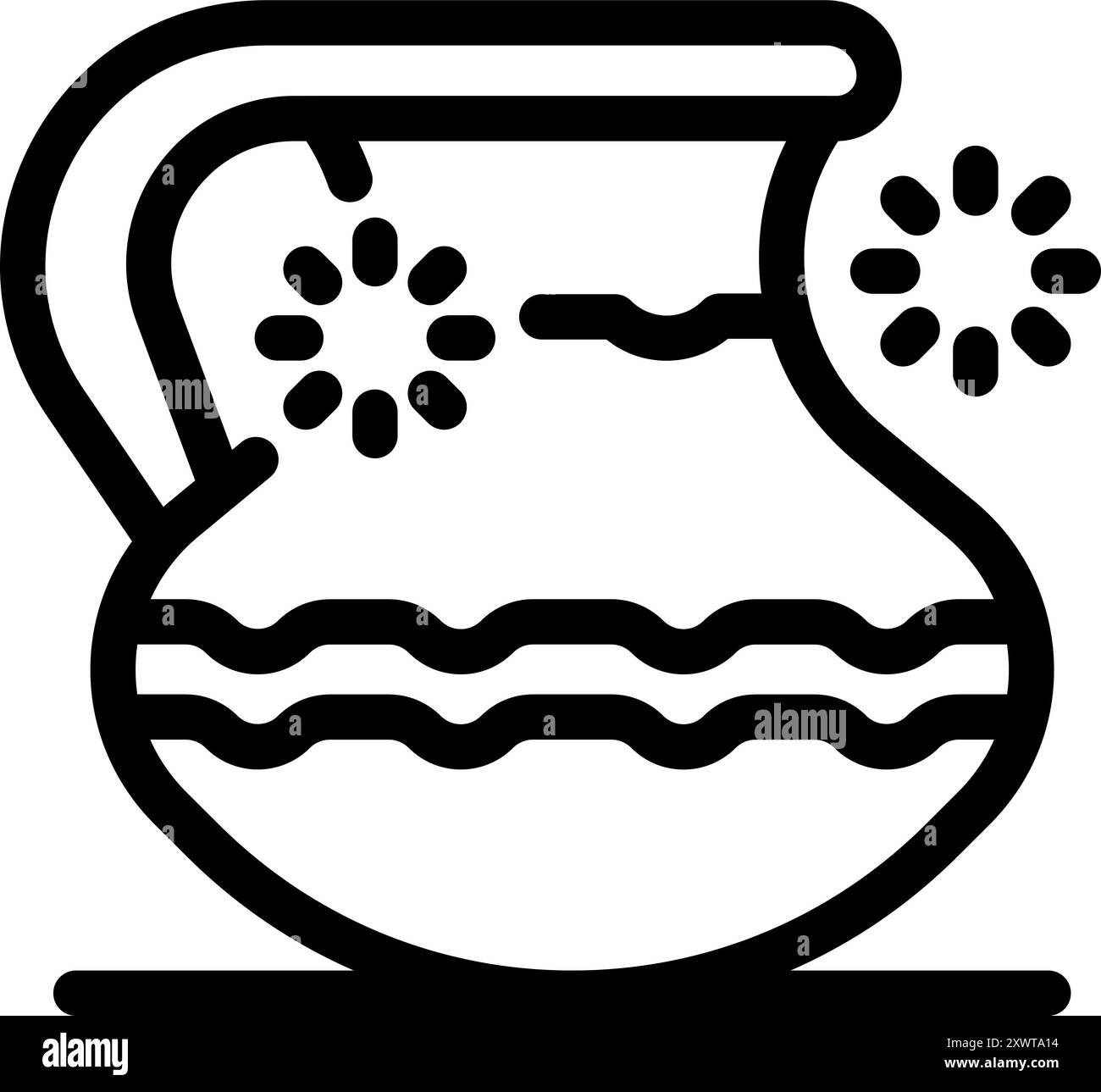 Pot d'argile mexicain avec des décorations traditionnelles, évoquant une ambiance festive parfaite pour les fêtes Illustration de Vecteur