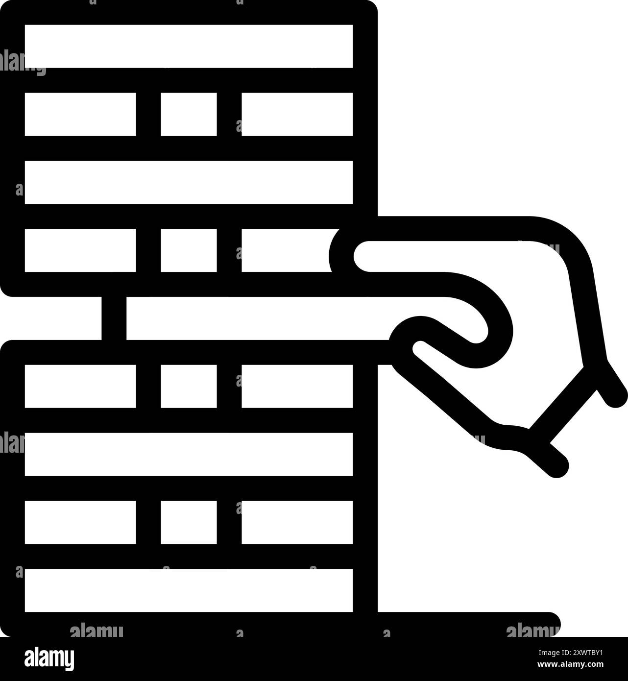 Un travailleur de la construction pose soigneusement une brique sur un mur, démontrant la précision et la compétence requises dans la construction Illustration de Vecteur