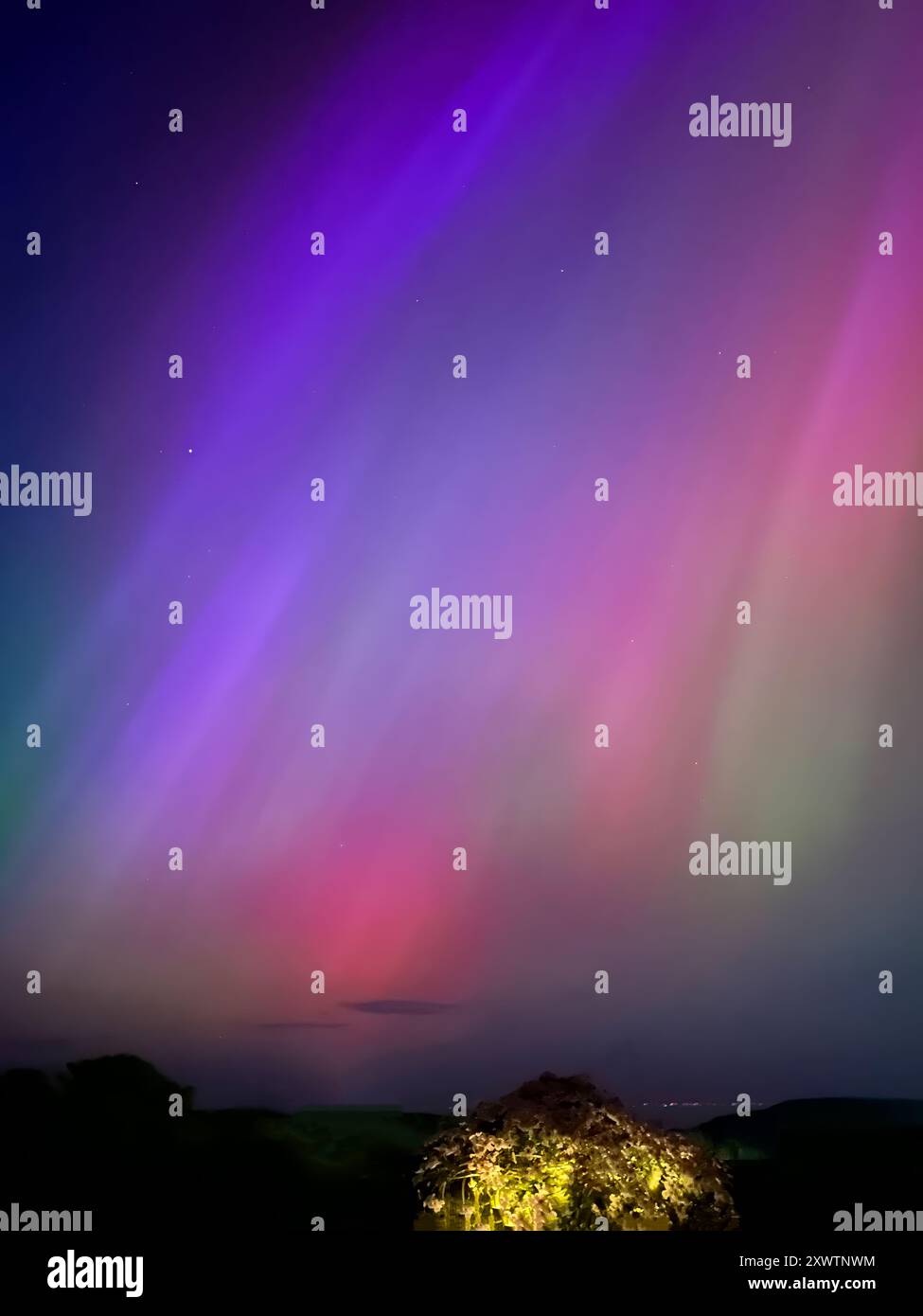 Aurores boréales au-dessus de l'île de Man Banque D'Images