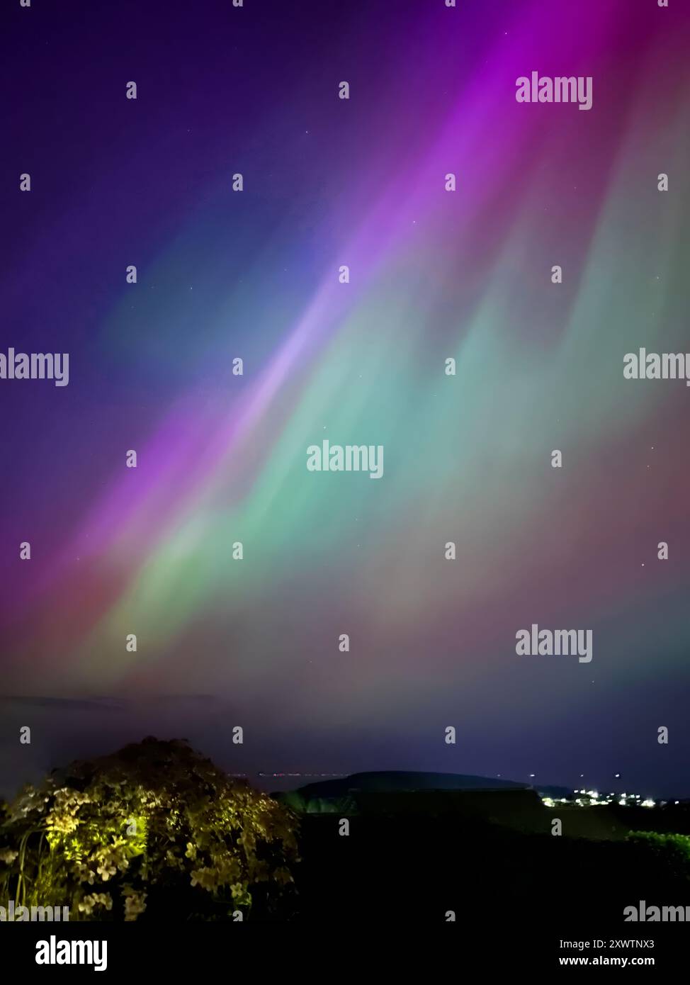 Aurores boréales au-dessus de l'île de Man Banque D'Images