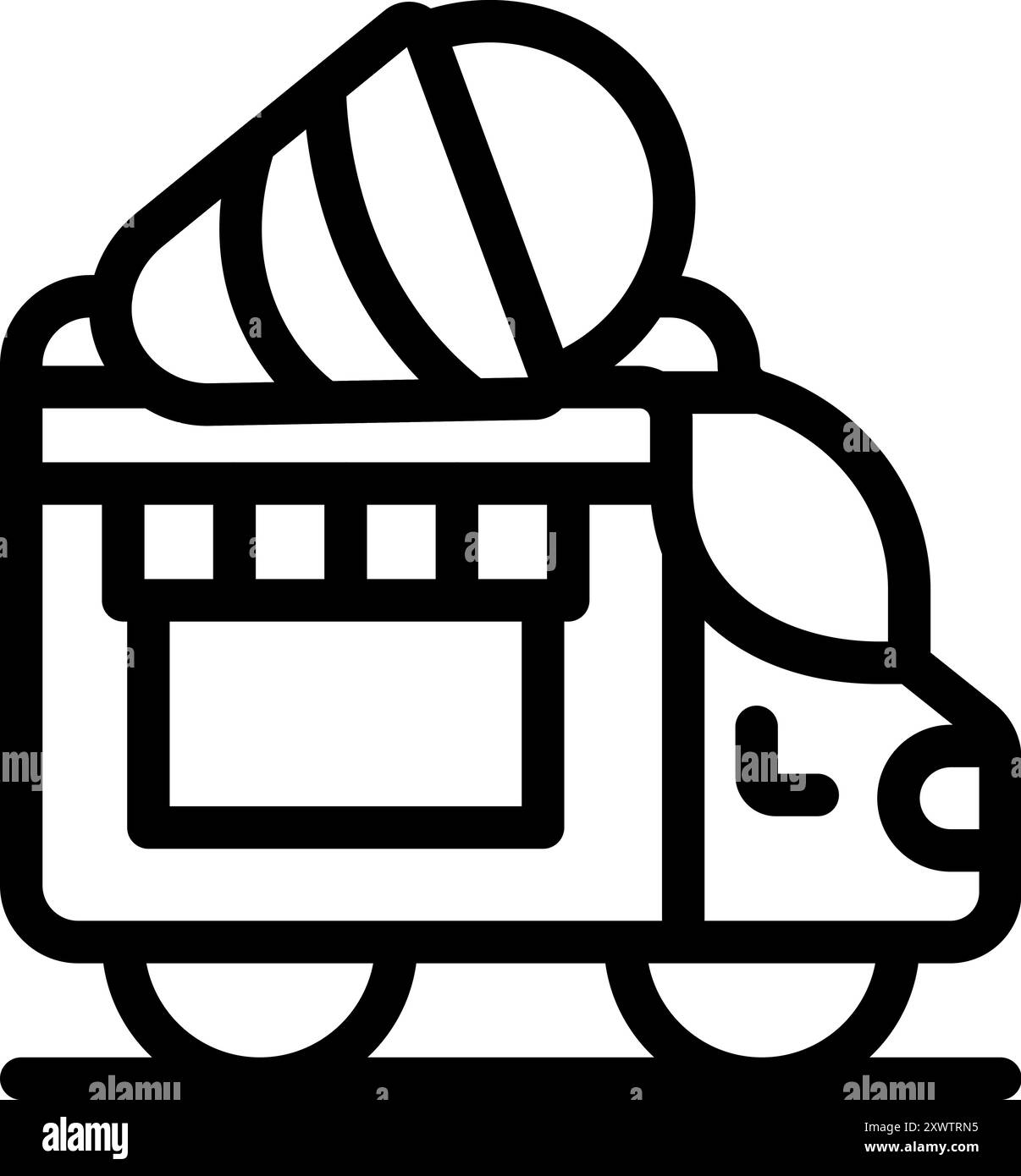Camion de crème glacée attend les clients par une chaude journée d'été Illustration de Vecteur