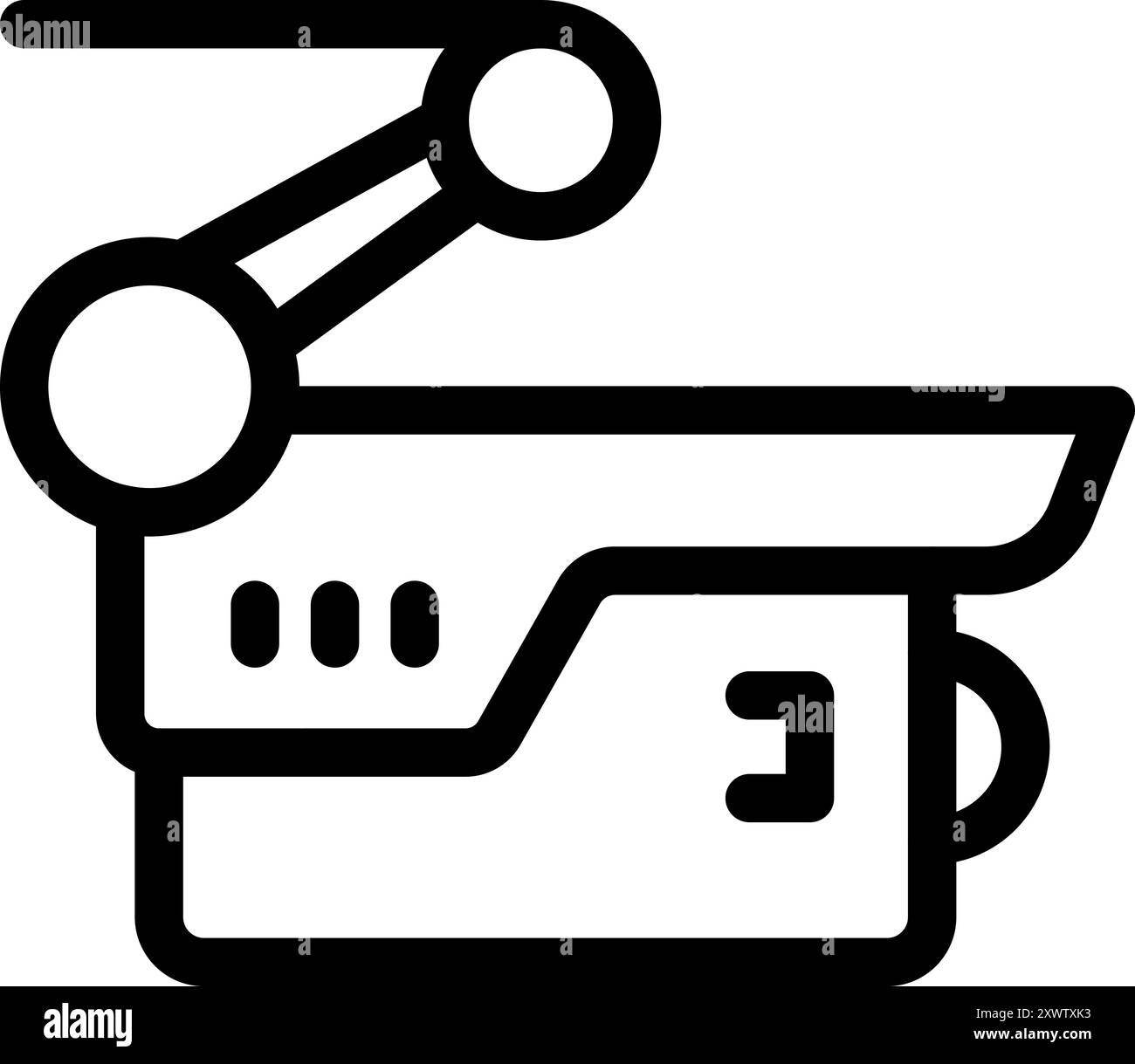 Bras robotique se déplaçant sur la bande transporteuse dans l'usine moderne Illustration de Vecteur