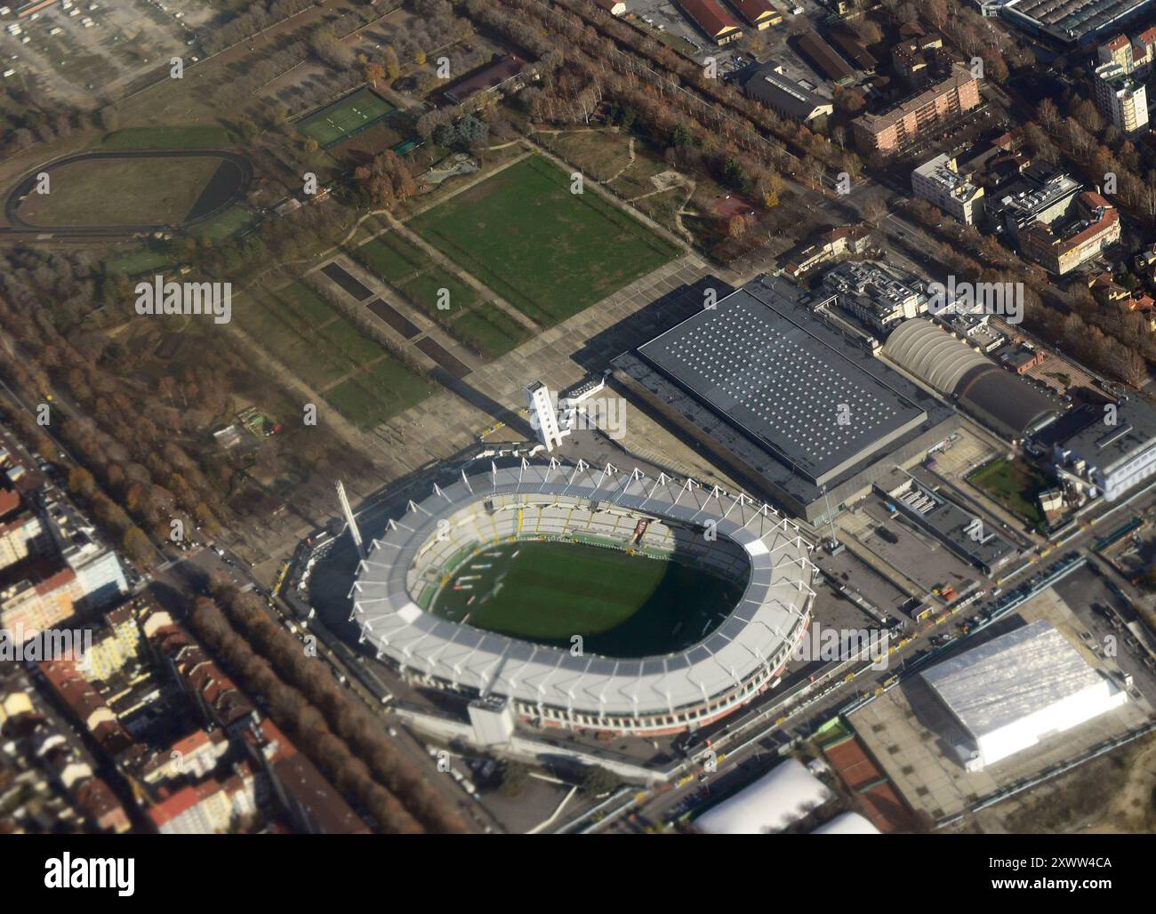 Vue aérienne du stade olympique Grande Torino à Turin, Italie. Banque D'Images