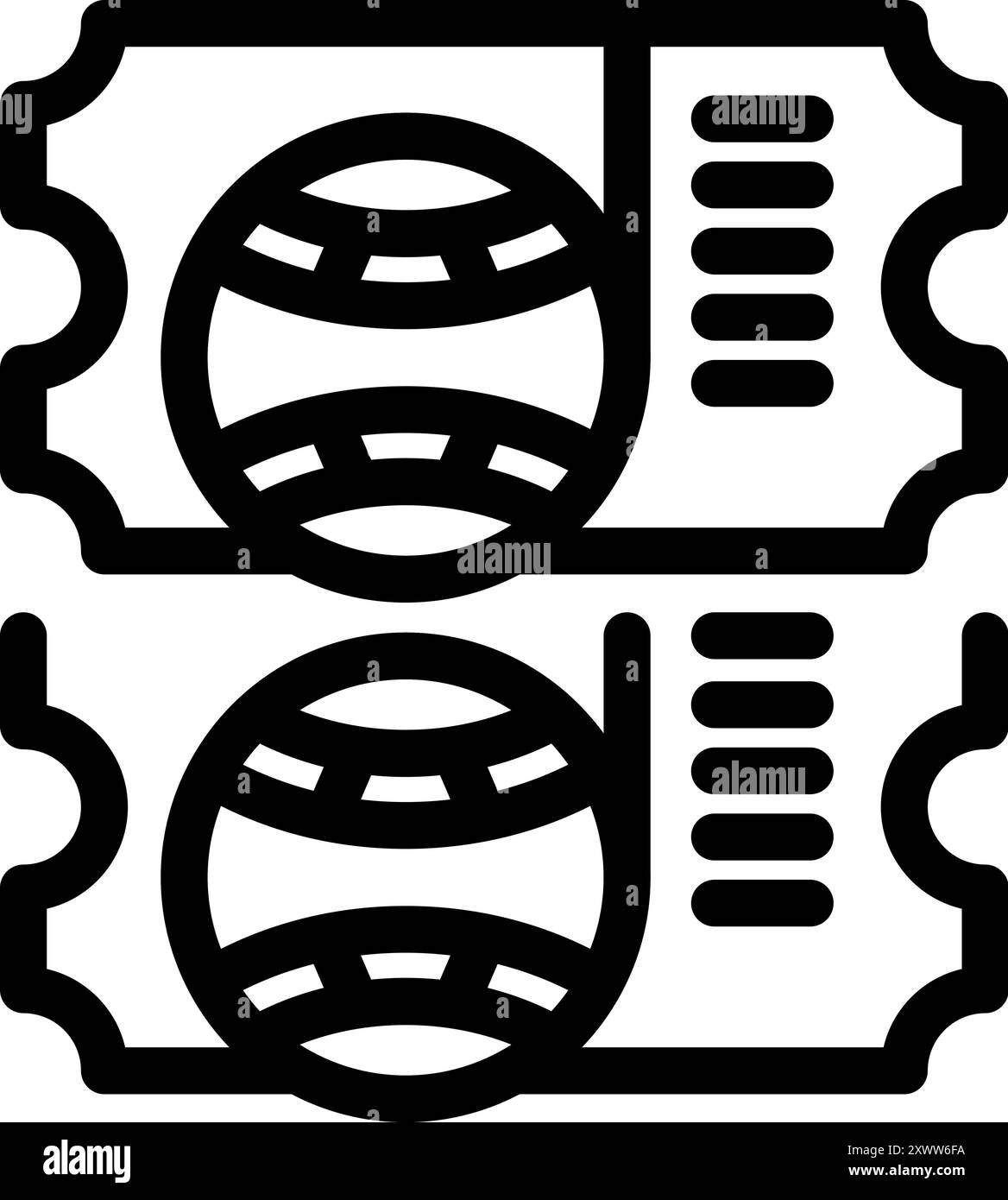 Deux billets avec des balles de baseball sont prêts pour les fans à utiliser pour profiter d'un match Illustration de Vecteur