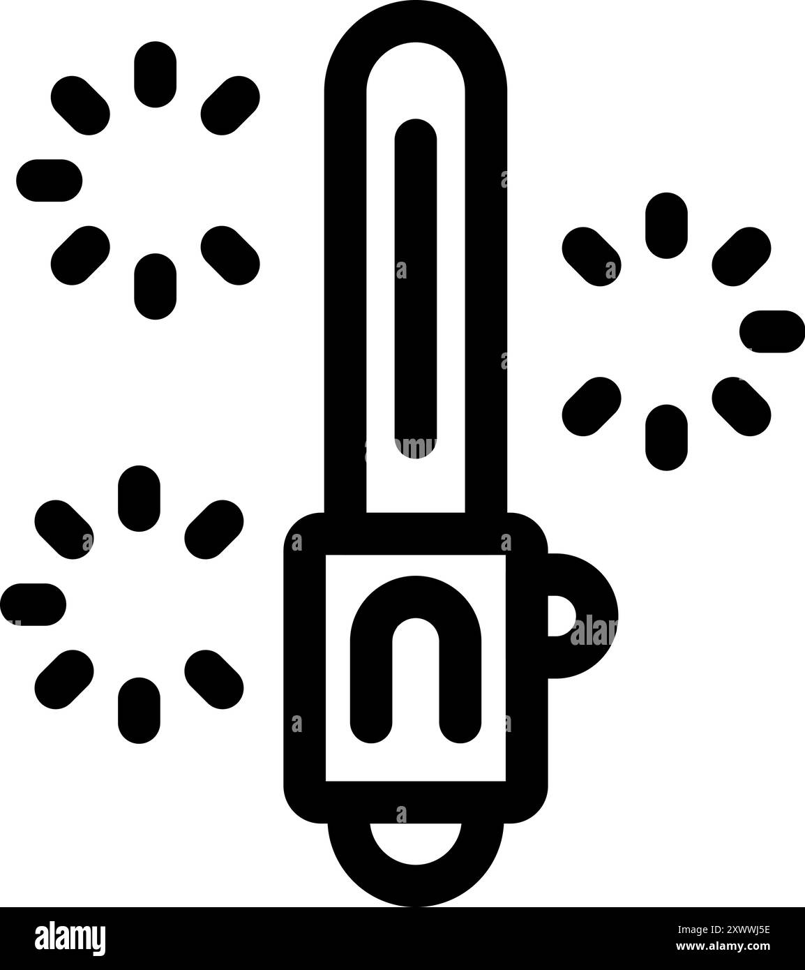 Icône graphique audacieuse d'un sabre laser entouré d'étincelles, parfait pour représenter la technologie futuriste Illustration de Vecteur