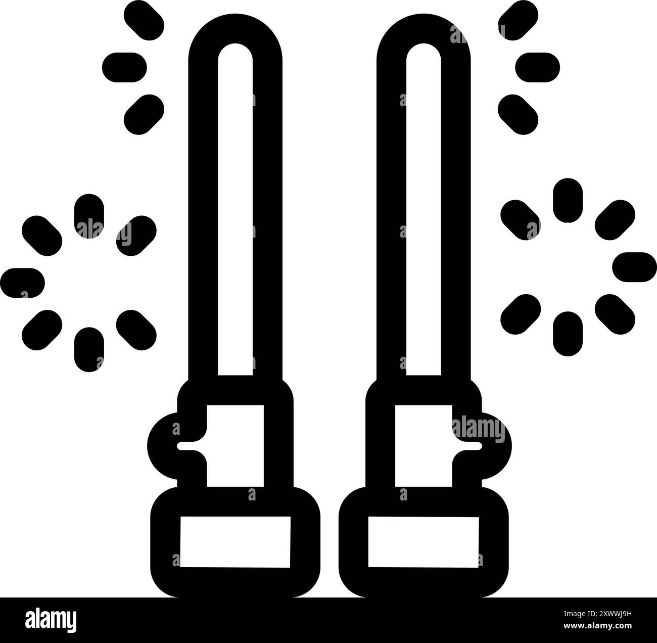 Icône vectorielle simple de deux sabres laser traversant lors d'un duel avec des étincelles volant Illustration de Vecteur