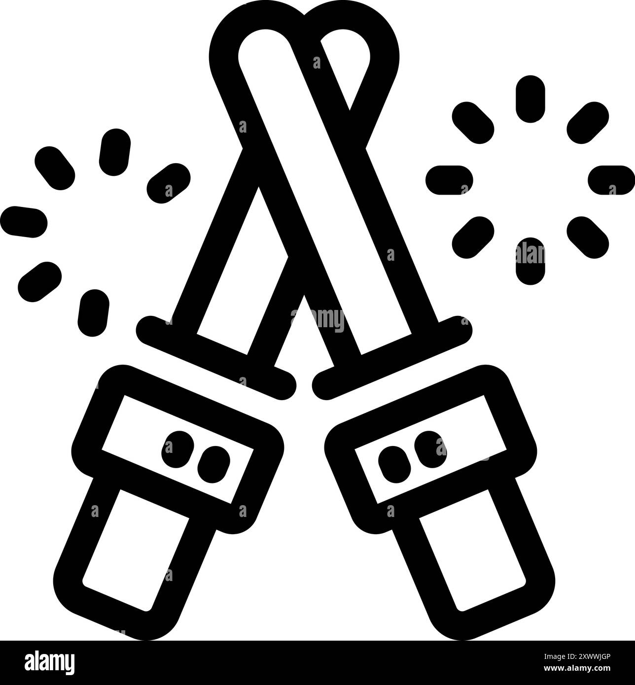 Deux sabres laser croisés sont entourés d'étincelles, créant une atmosphère festive Illustration de Vecteur