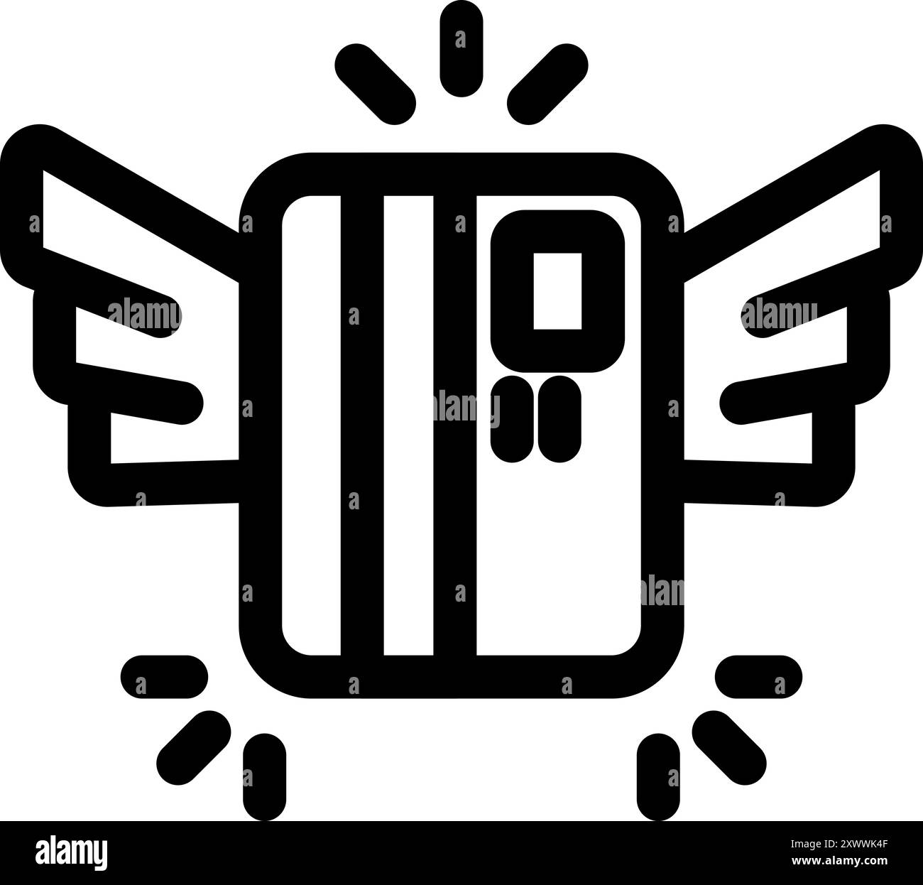 La carte de crédit vole avec des ailes, représentant la vitesse et la facilité des paiements en ligne Illustration de Vecteur