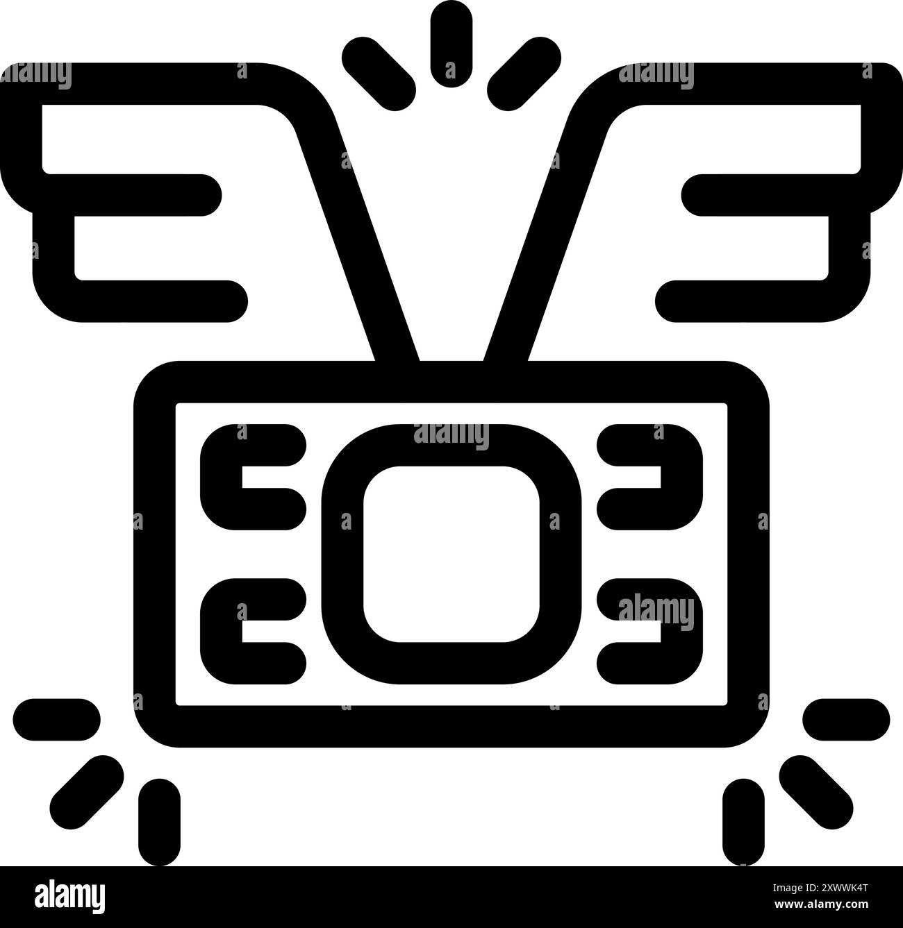 Icône de dessin au trait d'un poste de télévision rétro avec antenne recevant un signal d'information de pointe Illustration de Vecteur