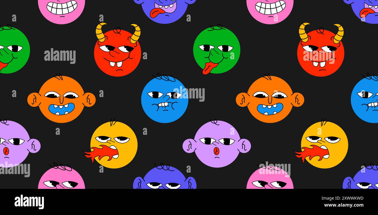 Fun Nerd Emoji Icons Seamless Pattern Illustration de Vecteur