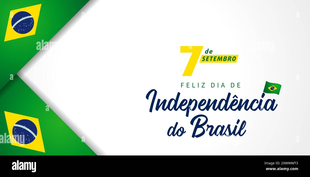 7 de Setembro, Feliz Dia de Independencia do Brasil drapeaux bannière. Traduction : 7 septembre, joyeux jour de l'indépendance brésilienne. Illustration vectorielle Illustration de Vecteur