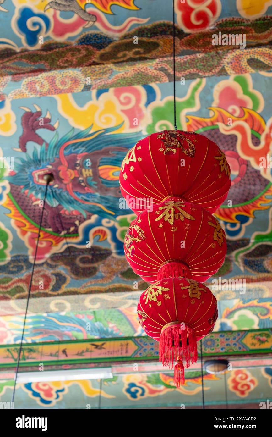 Wat Dibayavari Vihara (Kham Low Yi ou Temple Dragon Vert / Temple d'eau Sainte), temple vietnamien chinois, Phra Nakhon, Bangkok, Thaïlande Banque D'Images