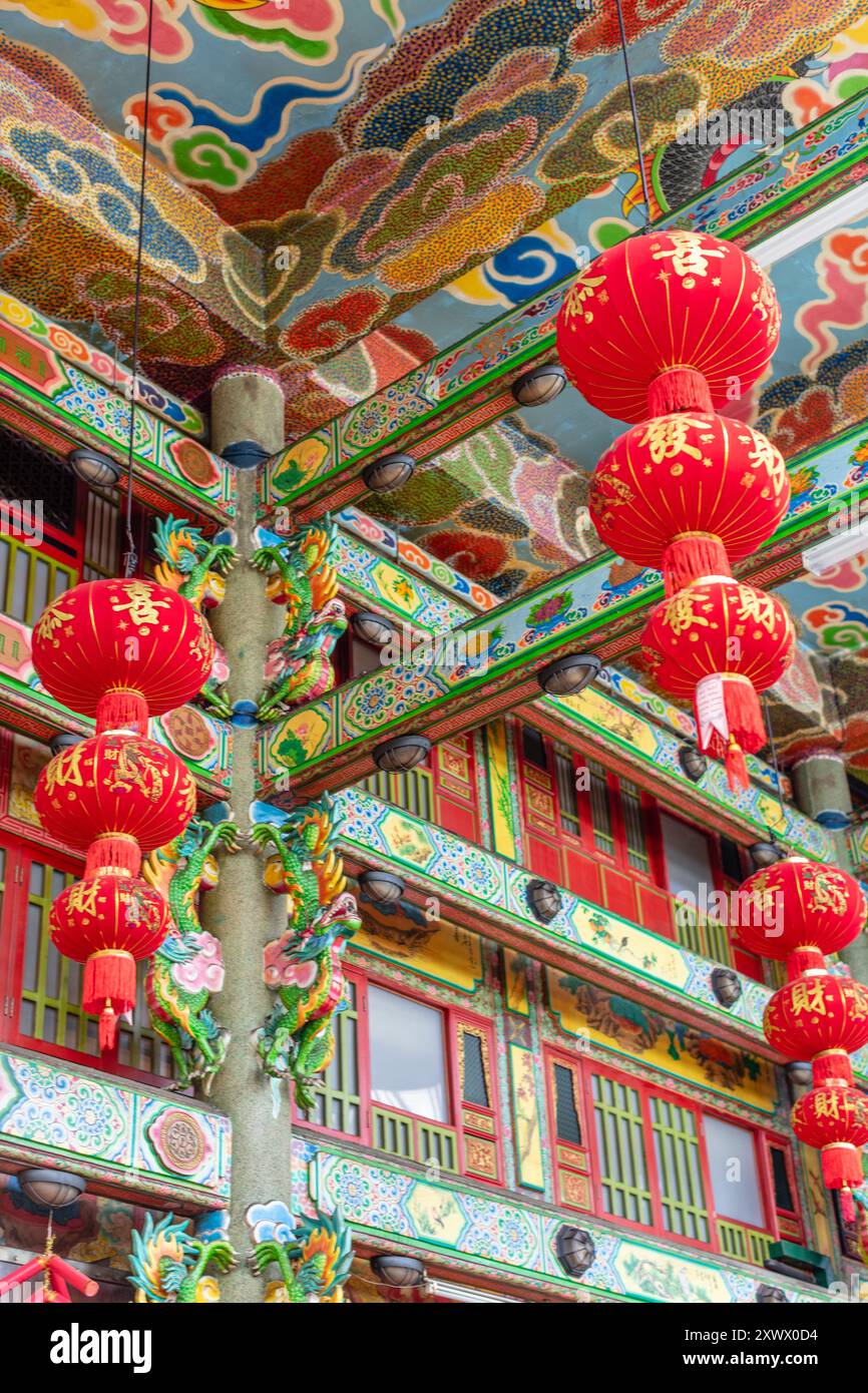 Wat Dibayavari Vihara (Kham Low Yi ou Temple Dragon Vert / Temple d'eau Sainte), temple vietnamien chinois, Phra Nakhon, Bangkok, Thaïlande Banque D'Images