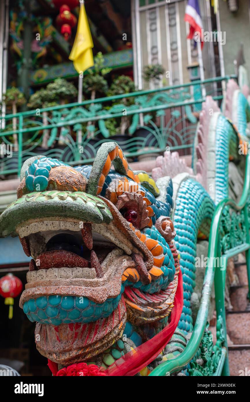 Wat Dibayavari Vihara (Kham Low Yi ou Temple Dragon Vert ou Temple d'eau Sainte), temple vietnamien chinois, Phra Nakhon, Bangkok, Thaïlande Banque D'Images