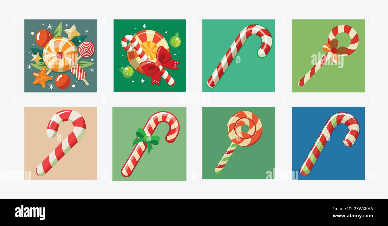 Bâton de bonbons de Noël - conception graphique imprimable festive Illustration de Vecteur