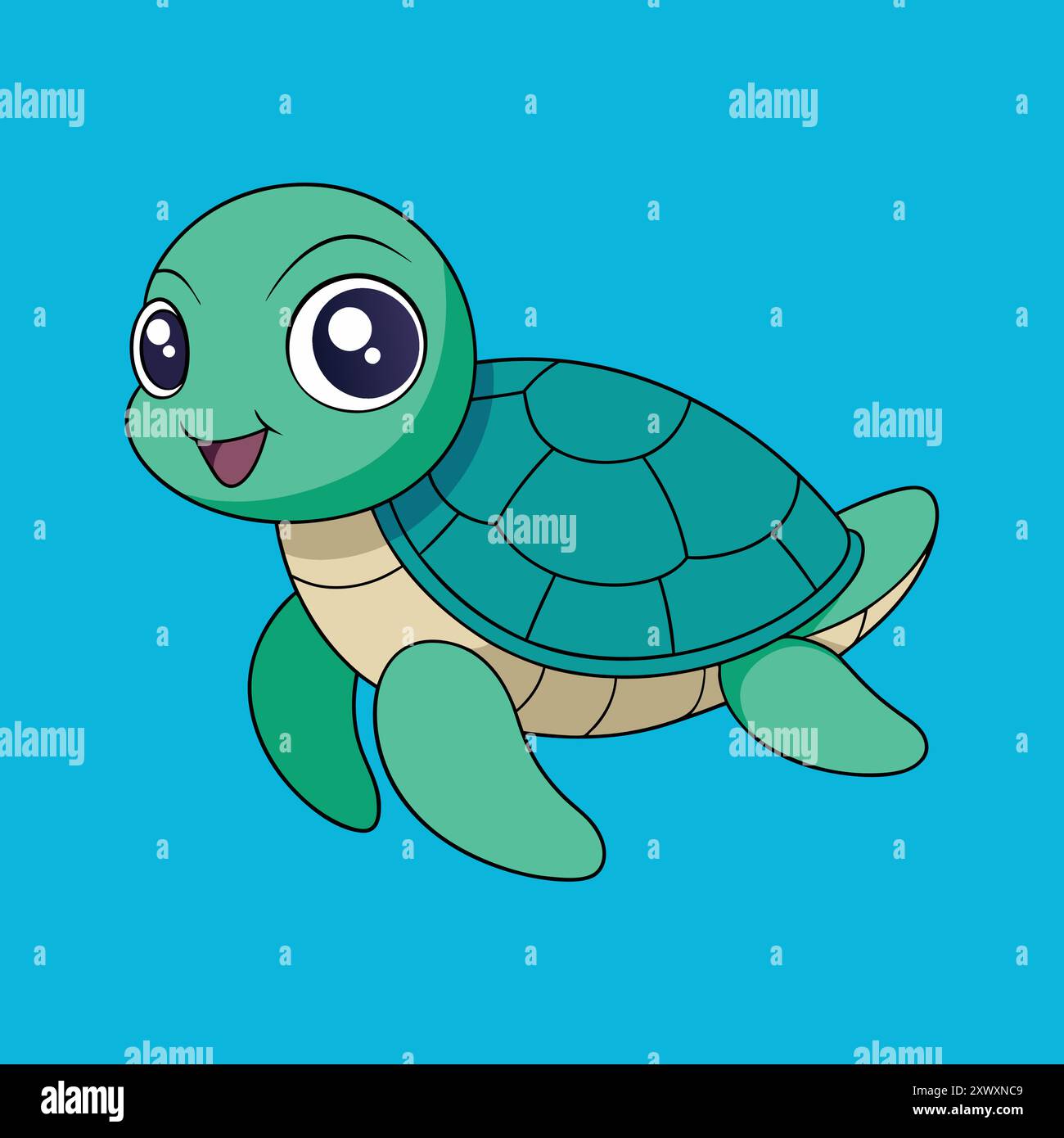 Illustration de tortue de mer - Art vectoriel de tortue marine mignon et détaillé Illustration de Vecteur