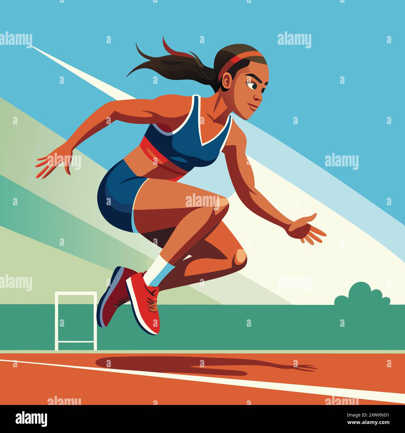 Femme long Jump Vector illustration - conception de saut féminin athlétique pour les graphiques sportifs Illustration de Vecteur