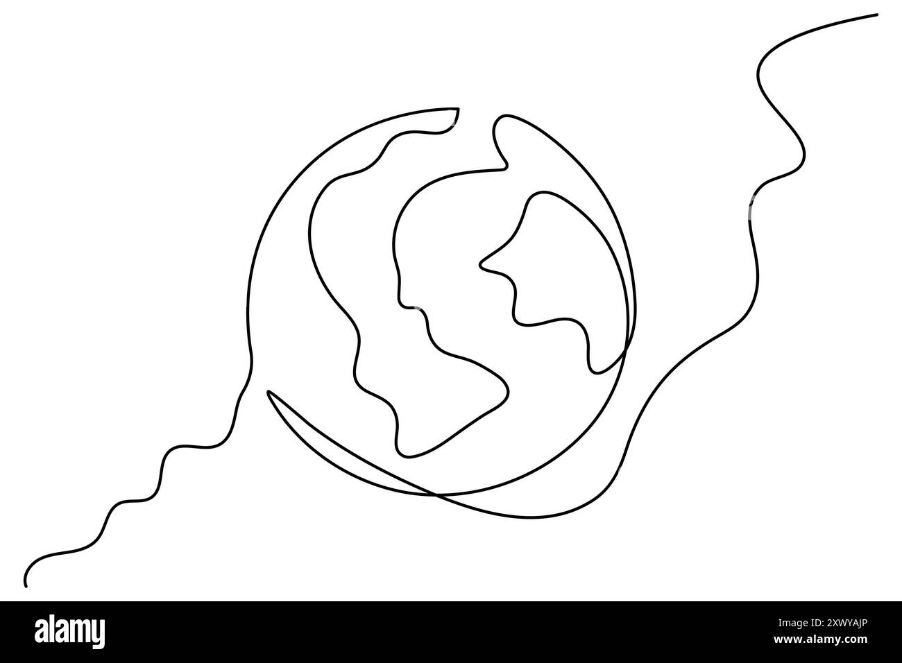 Globe terrestre dessin continu d'une ligne de l'icône de vecteur de contour isolé Illustration de Vecteur