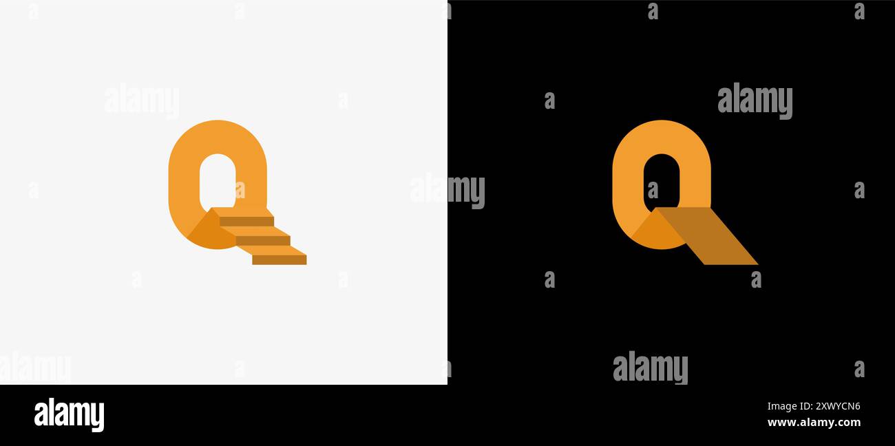 Logo minimaliste maison ou maison et lettre Q dans pictogramme iconique, résidence, immeuble, immobilier, agence, loyer. Fichier modifiable Illustration de Vecteur