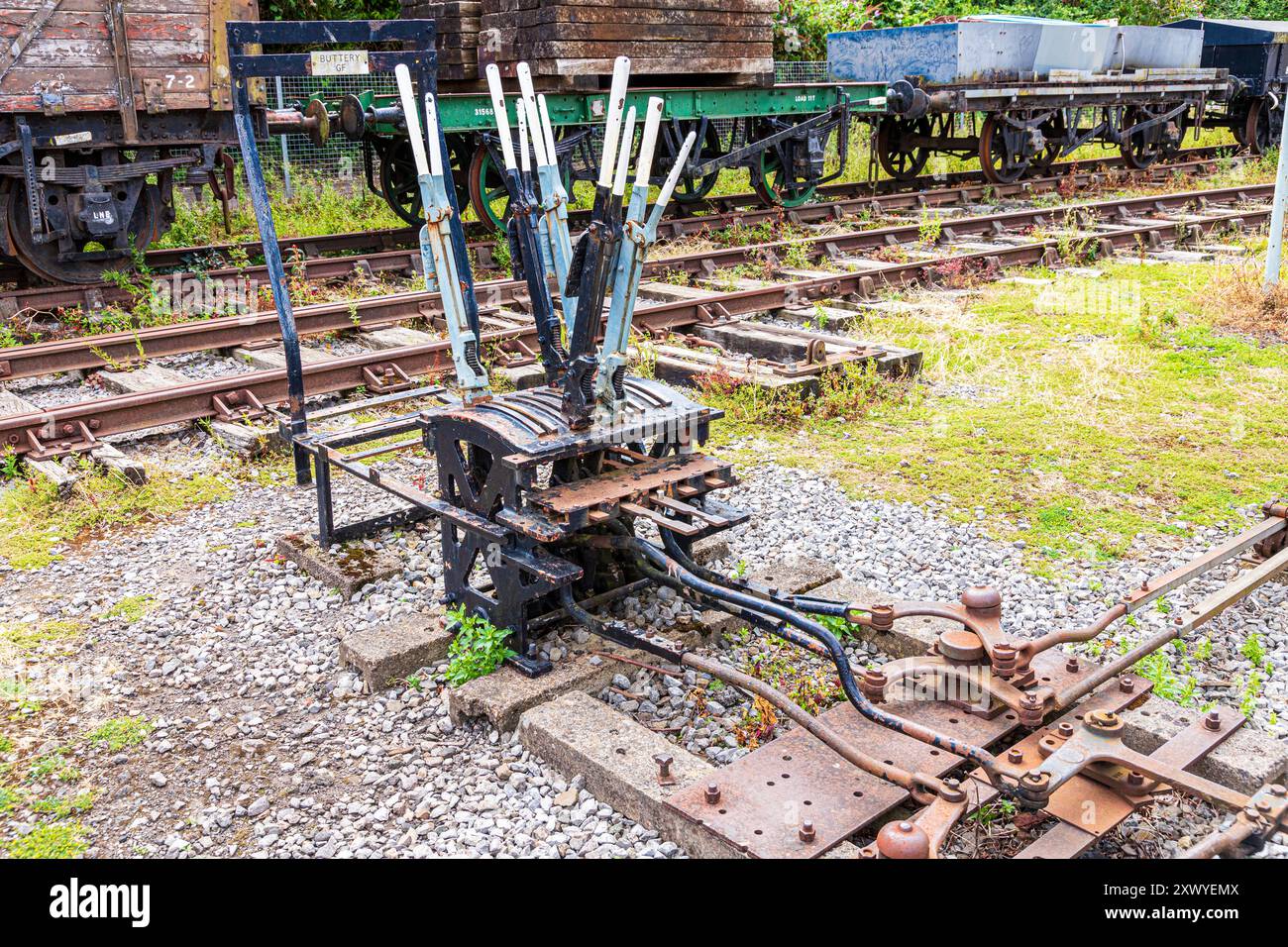 Points leviers et manivelles sur le Bristol Harbour Railway, Canons Marsh, Bristol Docks, Bristol City, Angleterre, Royaume-Uni Banque D'Images