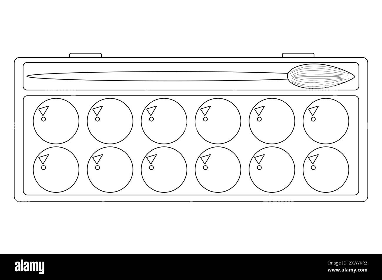 Illustration de contour d'un ensemble de peinture à l'aquarelle, parfait pour les pages à colorier, les projets de retour à l'école et les activités créatives. Illustration de Vecteur