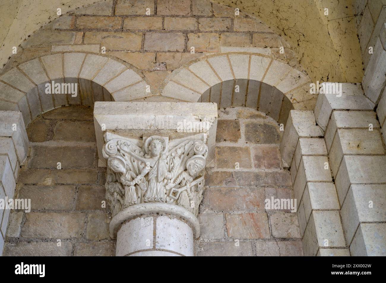 Saint Benoit sur Loire, Abbaye de Fleury, Kapitell Banque D'Images